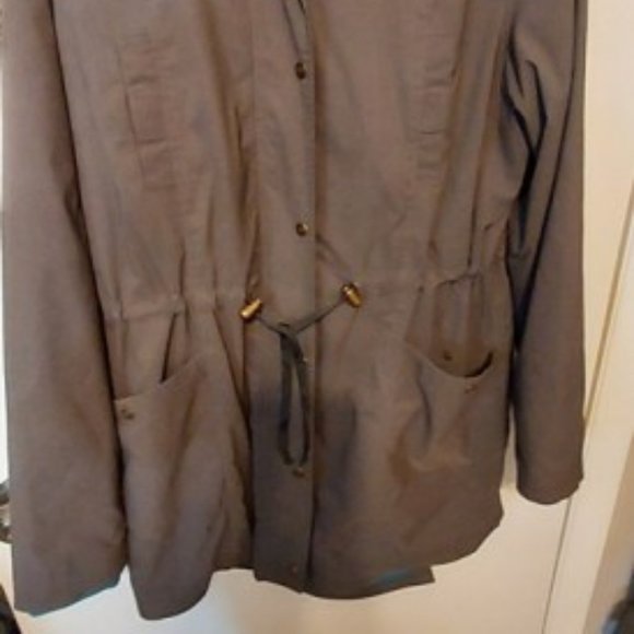 Vintage Sahalie Womans Brown Blue/Green Coat SX L Hood Snap's Pockets Zip Up - Picture 3 of 5